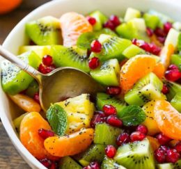 This winter fruit salad is tossed in a honey poppy seed dressing_